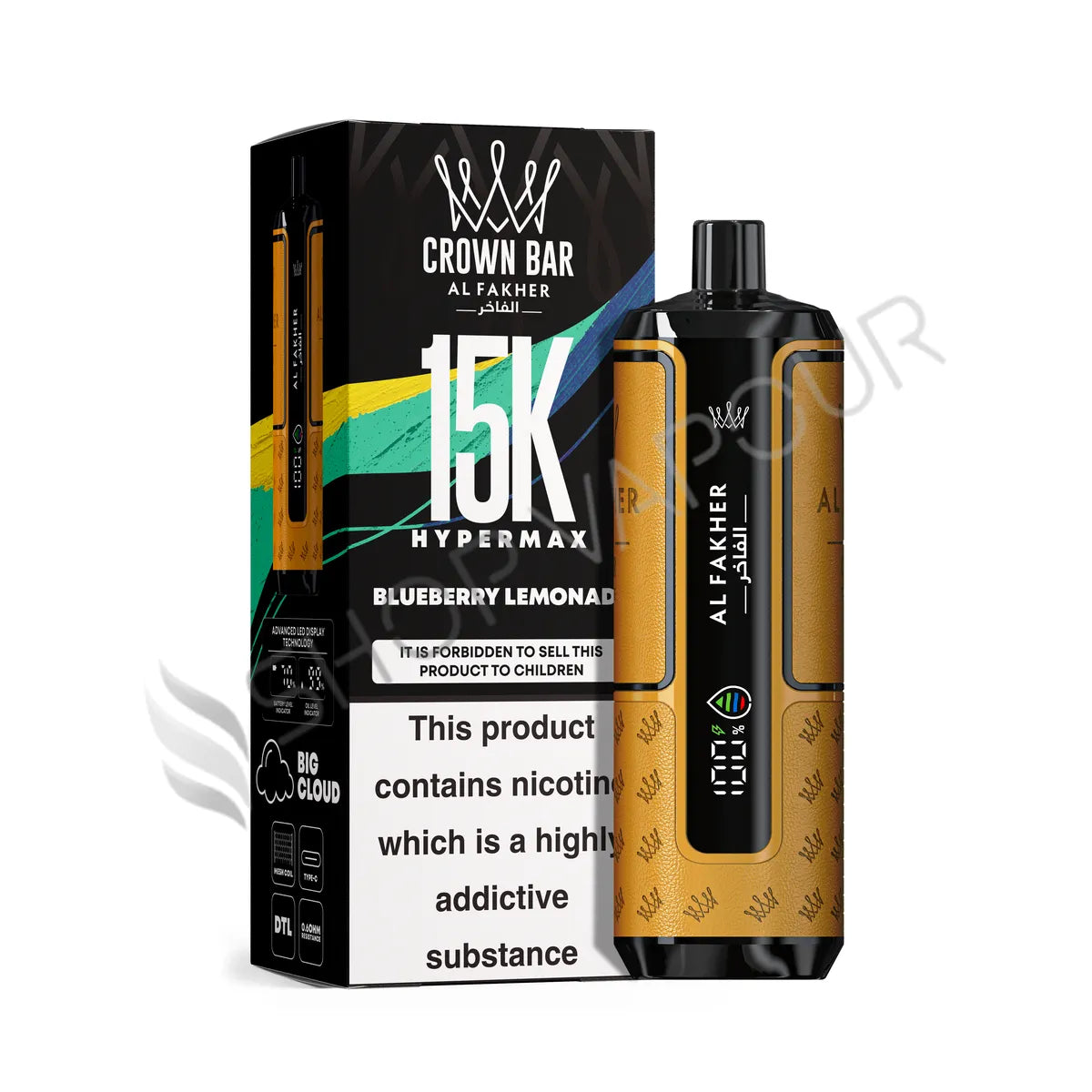 Al Fakher Crown Bar 15k Hyper Max Disposable Vape - Blueberry Lemonade