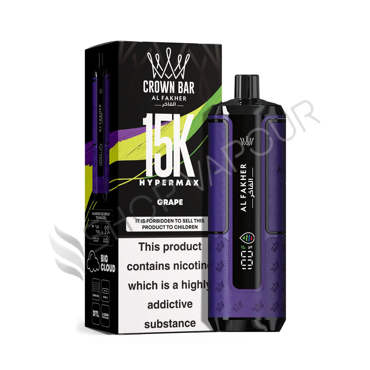 Al Fakher Crown Bar 15k Hyper Max Disposable Vape - Grape