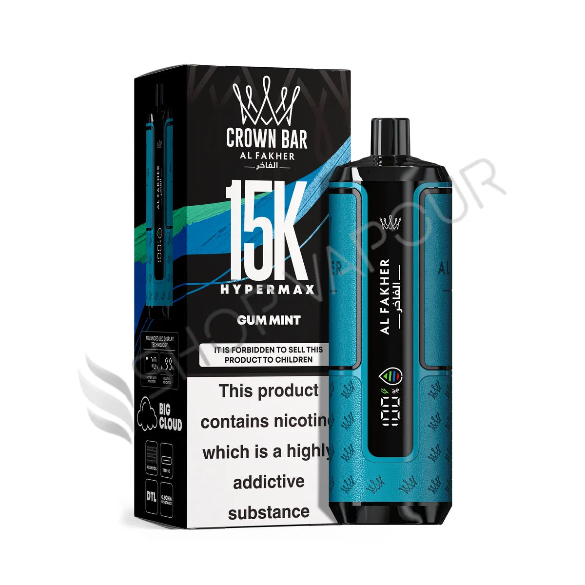 Al Fakher Crown Bar 15k Hyper Max Disposable Vape - Gum Mint