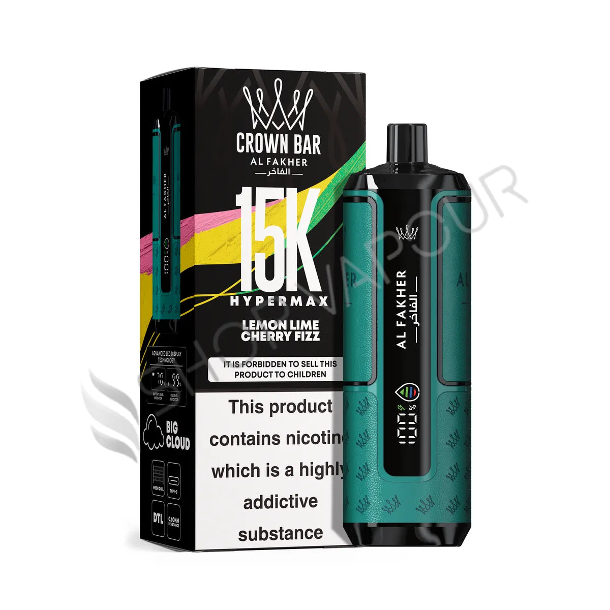 Al Fakher Crown Bar 15k Hyper Max Disposable Vape - Lemon Lime Cherry Fizz
