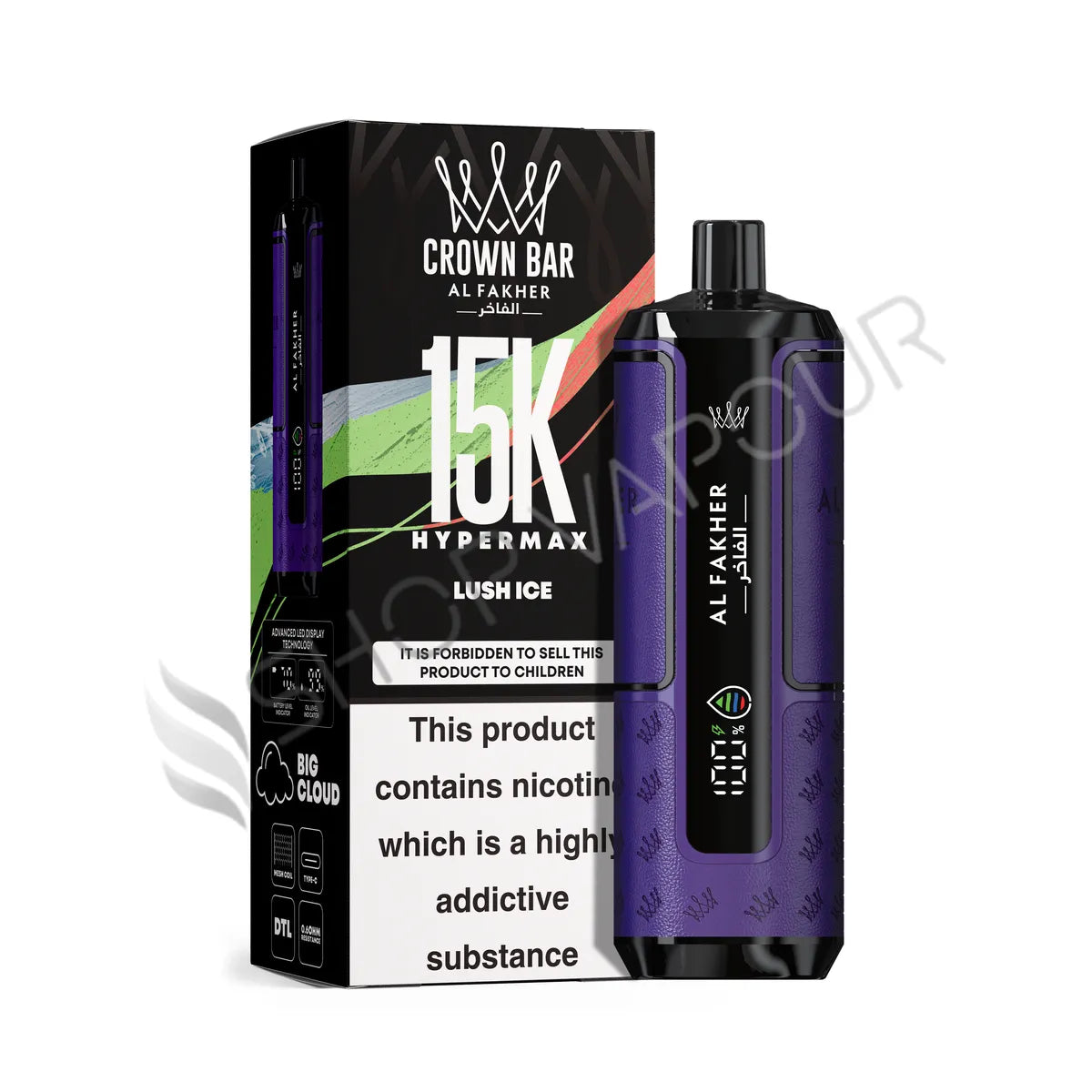 Al Fakher Crown Bar 15k Hyper Max Disposable Vape - Lush Ice