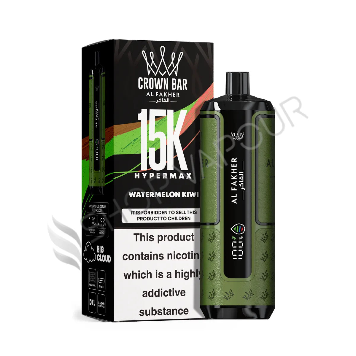 Al Fakher Crown Bar 15k Hyper Max Disposable Vape - Watermelon Kiwi