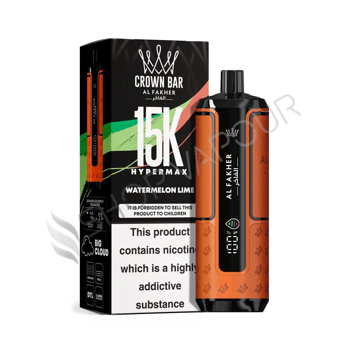 Al Fakher Crown Bar 15k Hyper Max Disposable Vape - Watermelon Lime
