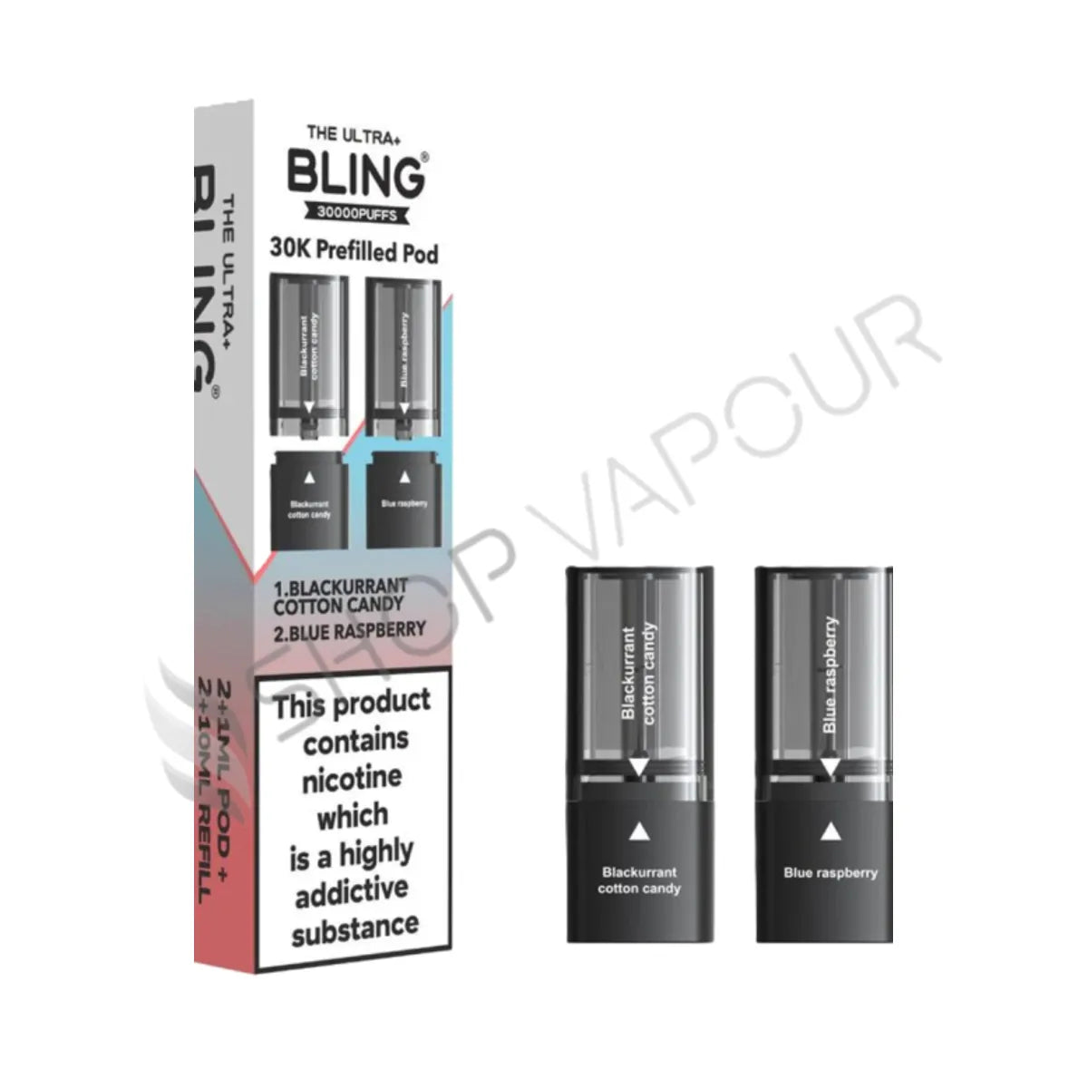 Blackcurrant Cotton Candy / Blue Raspberry Ultra Plus 30K Prefilled Pod & Refill by The Bling