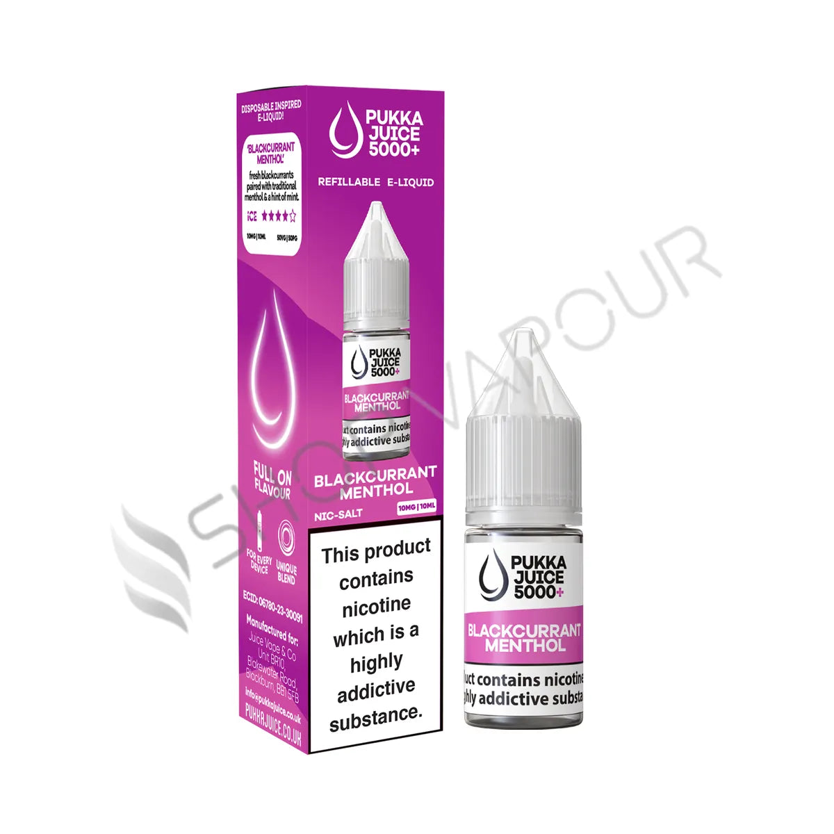 Blackcurrant Menthol Nic Salt E-Liquid by Pukka Juice 5000+