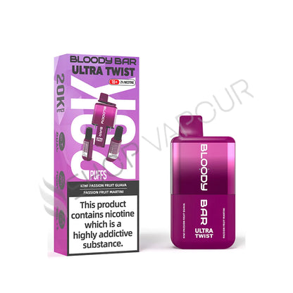 Bloody Bar Ultra Twist 20K Disposable Vape Kit - Kiwi Passion Fruit Guava & Passion Fruit Martini