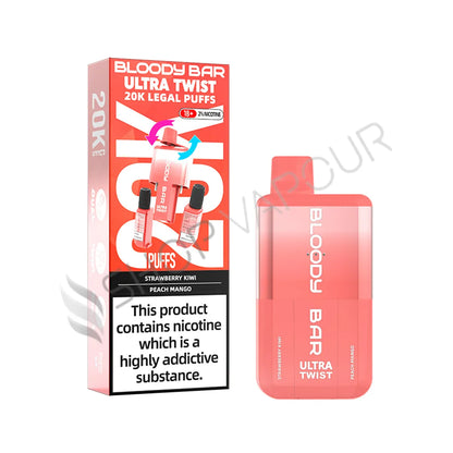 Bloody Bar Ultra Twist 20K Disposable Vape Kit - Strawberry Kiwi & Peach Mango
