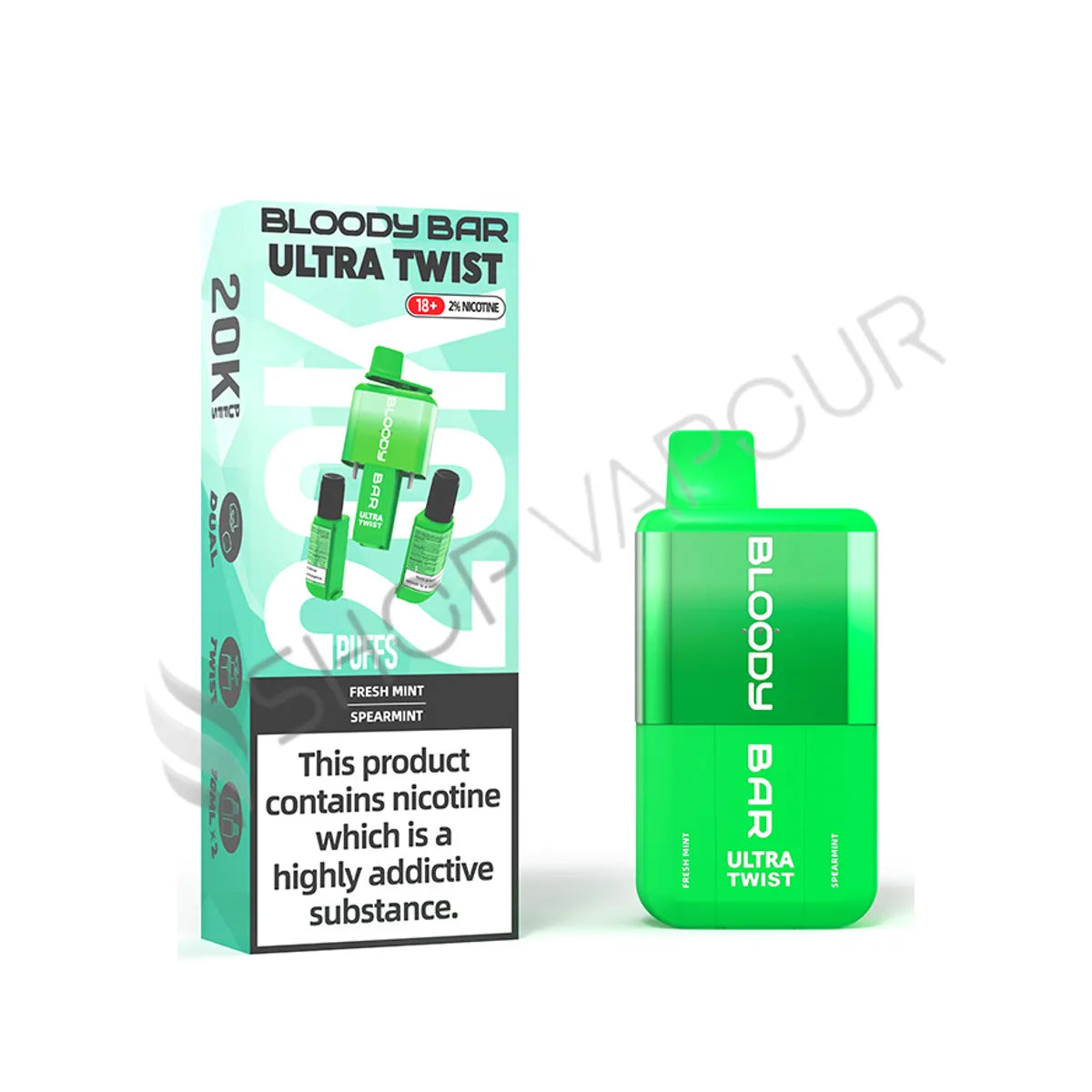 Bloody Bar Ultra Twist 20K Prefilled Pod Kit - Fresh Mint and Spearmint