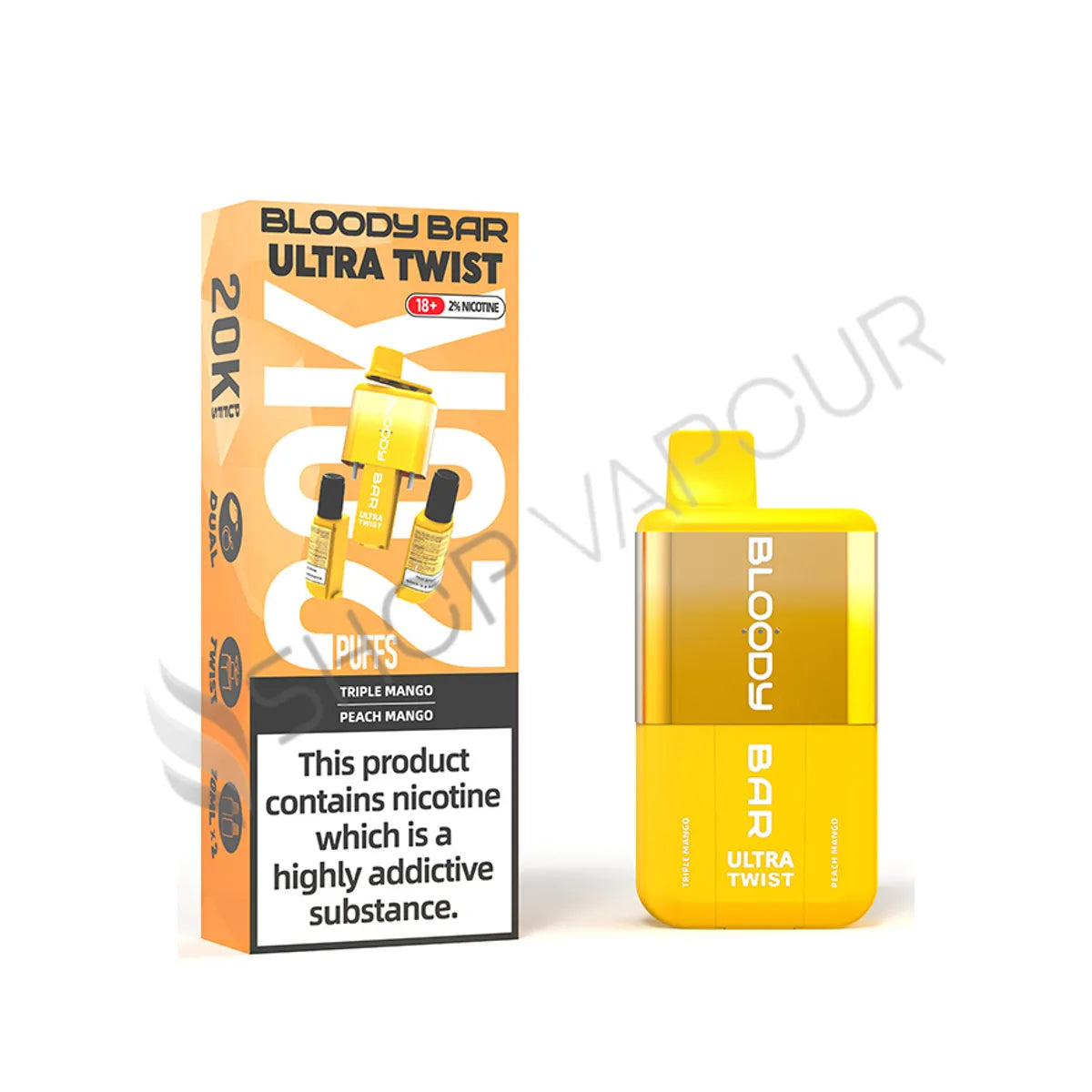 Bloody Bar Ultra Twist 20K Prefilled Pod Kit - Triple Mango and Peach Mango