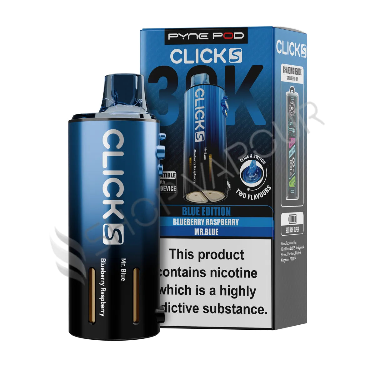Blue Edition Click S 30K Prefilled Pod & Refill by Pyne Pod