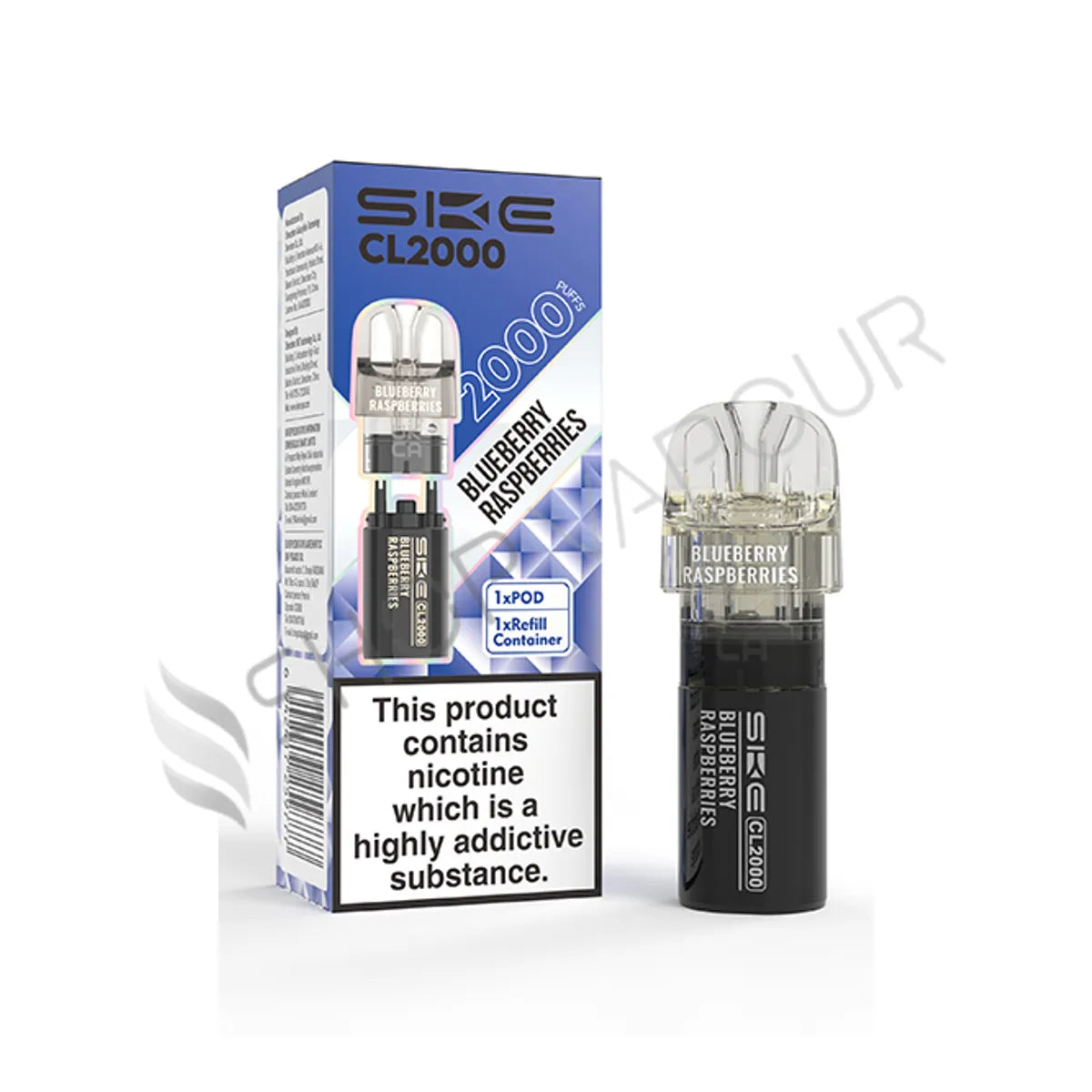 Blue Raspberry CL2000 Prefilled Pod & Refill by SKE