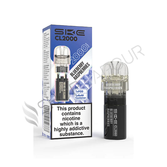 Blue Raspberry CL2000 Prefilled Pod & Refill by SKE