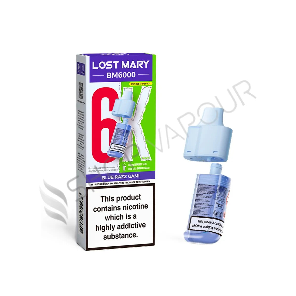 Blue Razz Gami BM6000 Prefilled Pod & Refill by Lost Mary