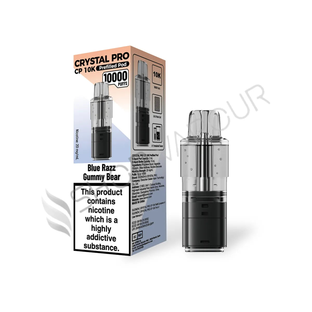 Blue Razz Gummy Bear CP 10K Prefilled Pod & Refill by Crystal Pro