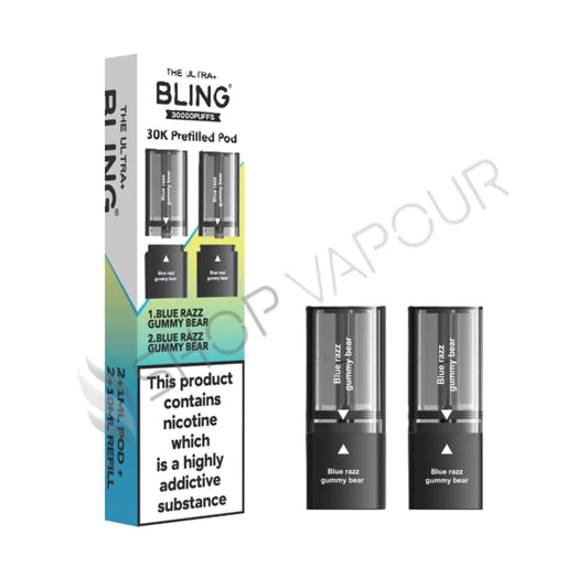 Blue Razz Gummy Bear Ultra Plus 30K Prefilled Pod & Refill by The Bling