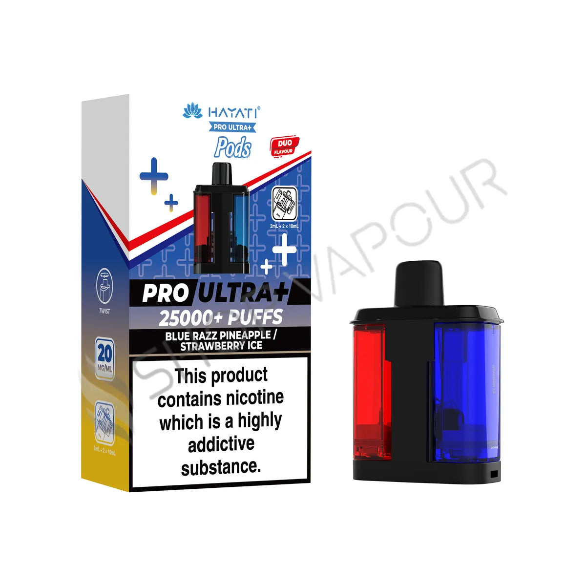 Blue Razz Pineapple / Strawberry Ice Pro Ultra Plus 25K Prefilled Pod & Refill by Hayati