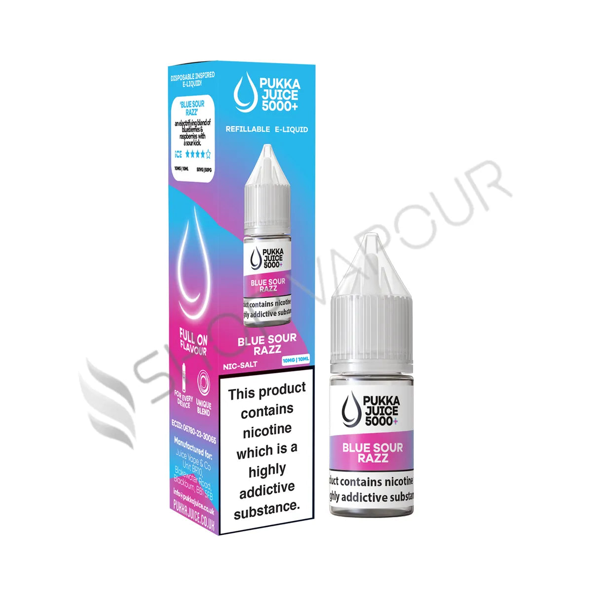 Blue Sour Razz Nic Salt E-Liquid by Pukka Juice 5000+