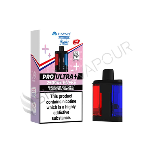 Blueberry Cotton Candy / Raspberry Pro Ultra Plus 25K Prefilled Pod & Refill by Hayati