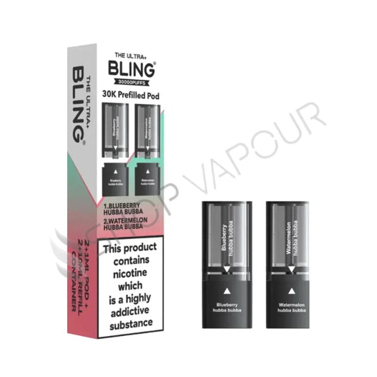 Blueberry Hubba Bubba / Watermelon Hubba Bubba Ultra Plus 30K Prefilled Pod & Refill by The Bling