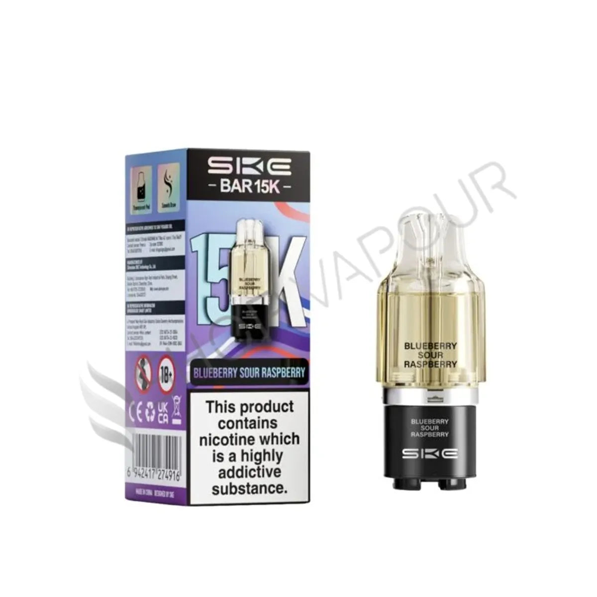 Blueberry Sour Raspberry Bar 15K Prefilled Pod & Refill by SKE