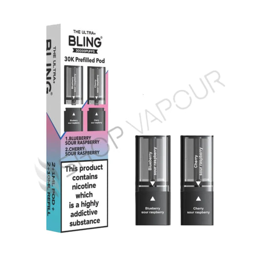 Blueberry Sour Raspberry / Cherry Sour Raspberry Ultra Plus 30K Prefilled Pod & Refill by The Bling
