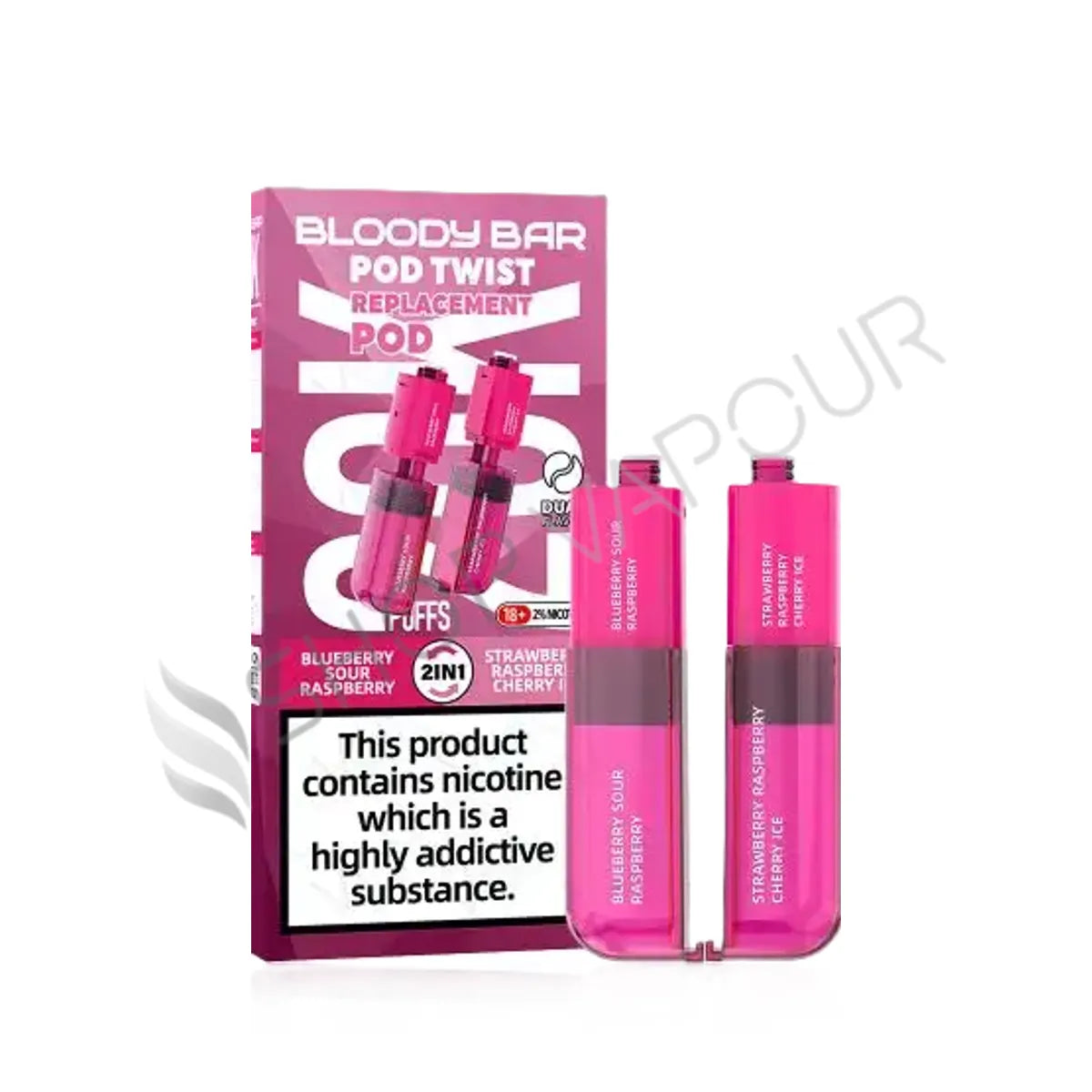 Blueberry Sour Raspberry / Strawberry Raspberry Cherry Ice Ultra Twist 20K Prefilled Pod & Refill by Bloody Bar