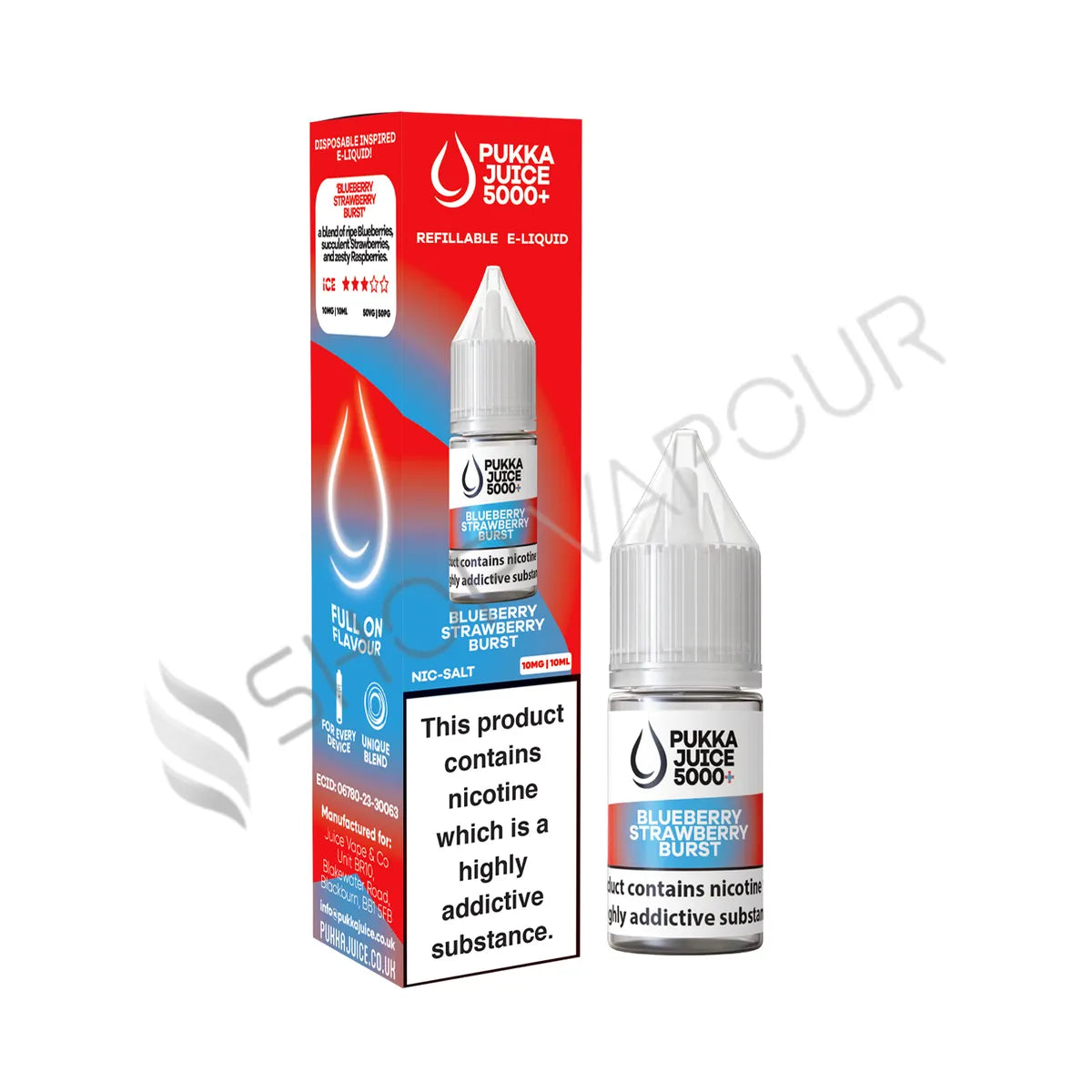 Blueberry Strawberry Burst Nic Salt E-Liquid by Pukka Juice 5000+