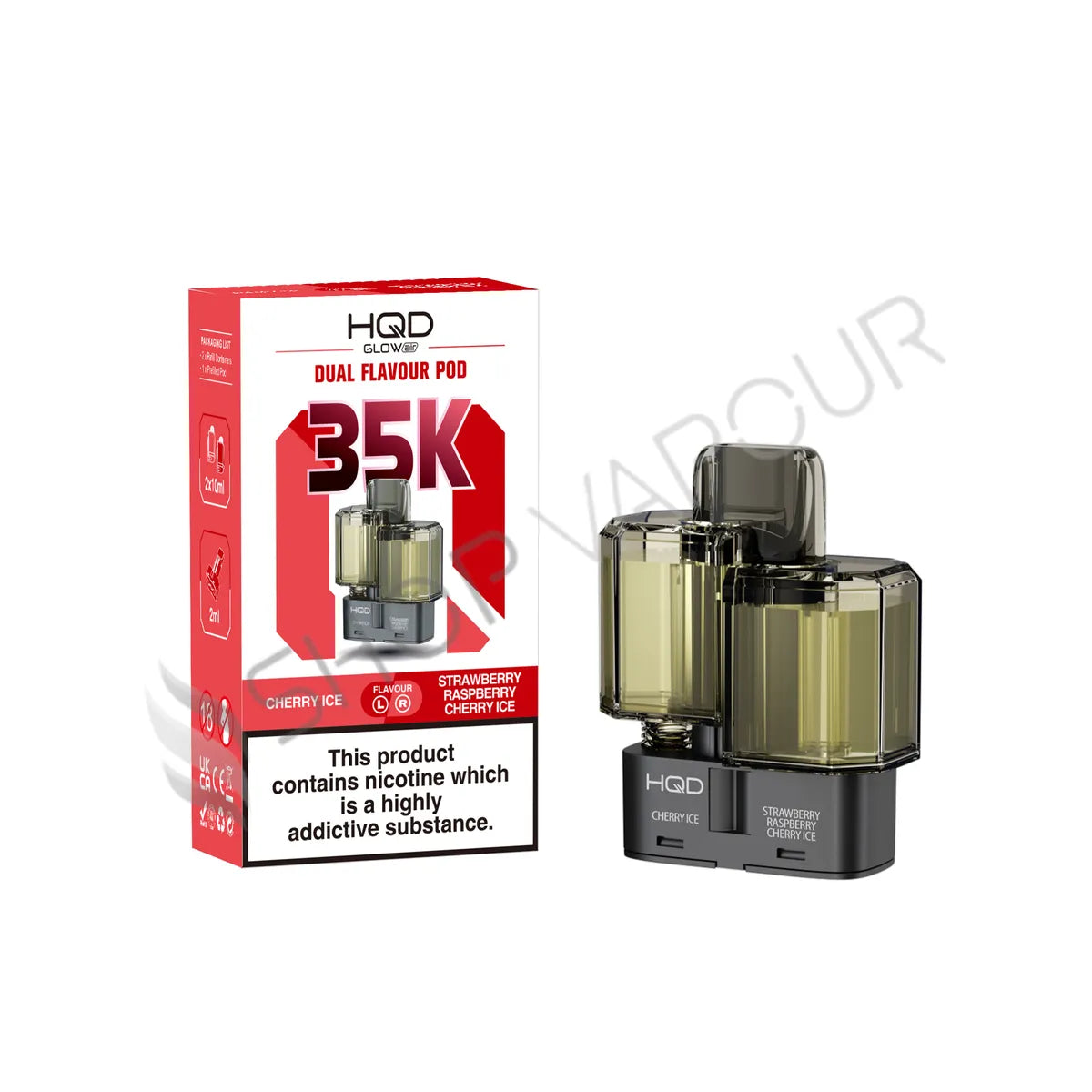 Cherry Ice & Strawberry Raspberry Cherry Ice Glow Air 35K Prefilled Pod & Refill by HQD