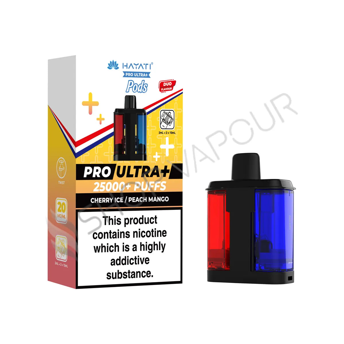 Cherry Ice / Peach Mango Pro Ultra Plus 25K Prefilled Pod & Refill by Hayati