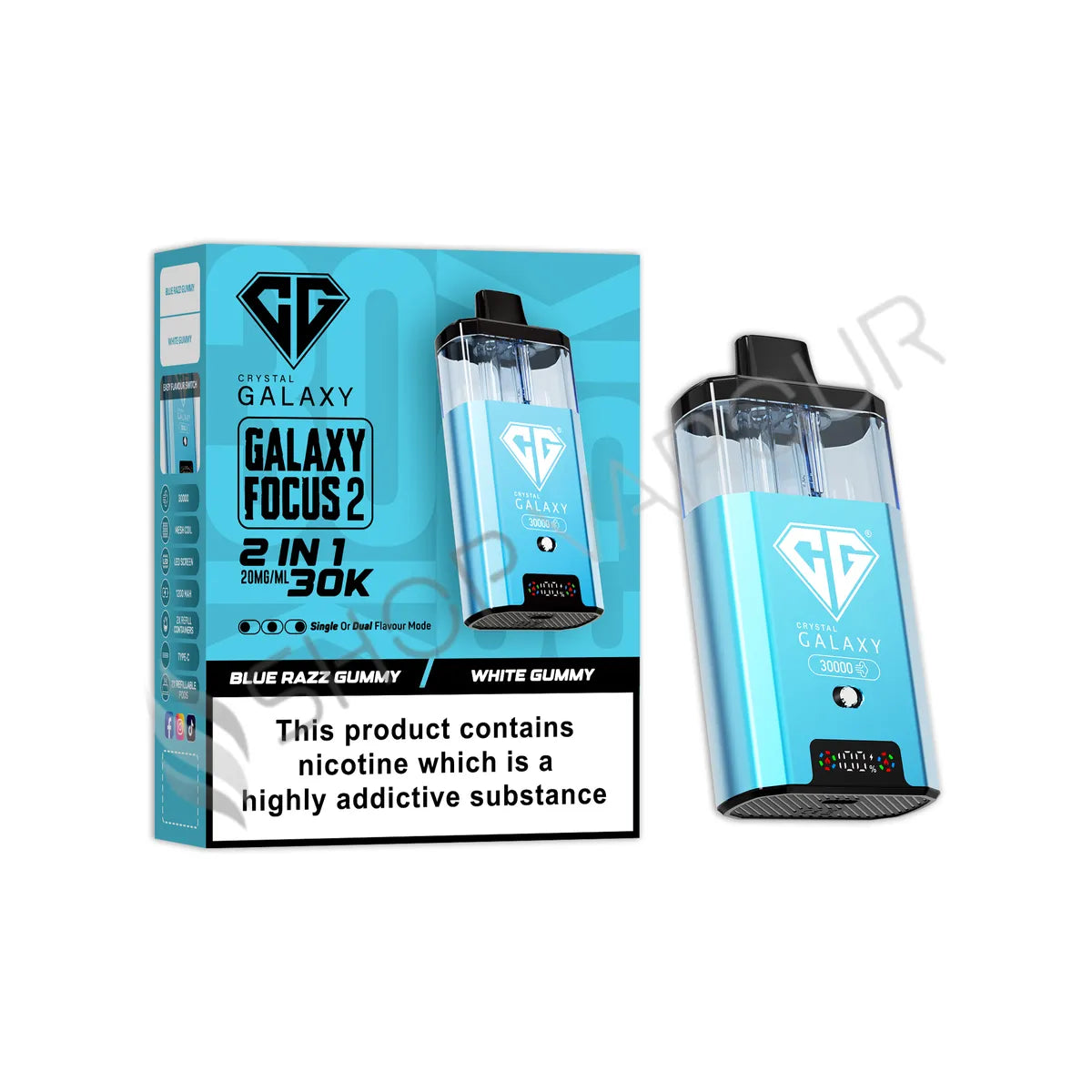 Crystal Galaxy Focus 2 30K Prefilled Pod Kit - Blue Razz Gummy White Gummy