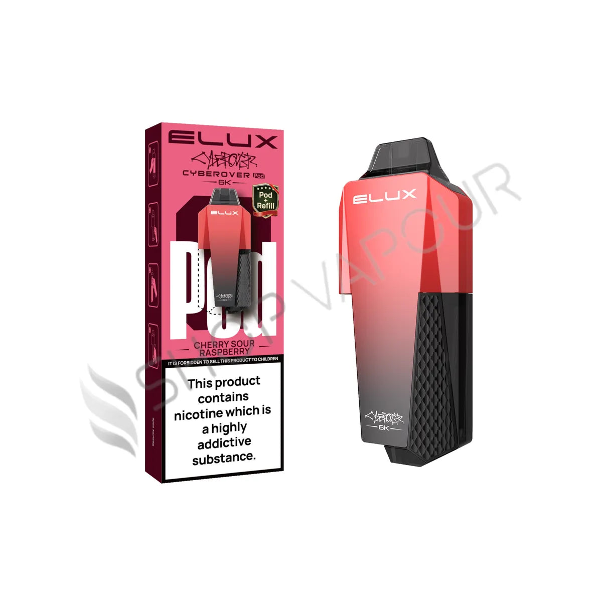 Cherry Sour Raspberry Cyberover 6K Prefilled Pod & Refill by Elux