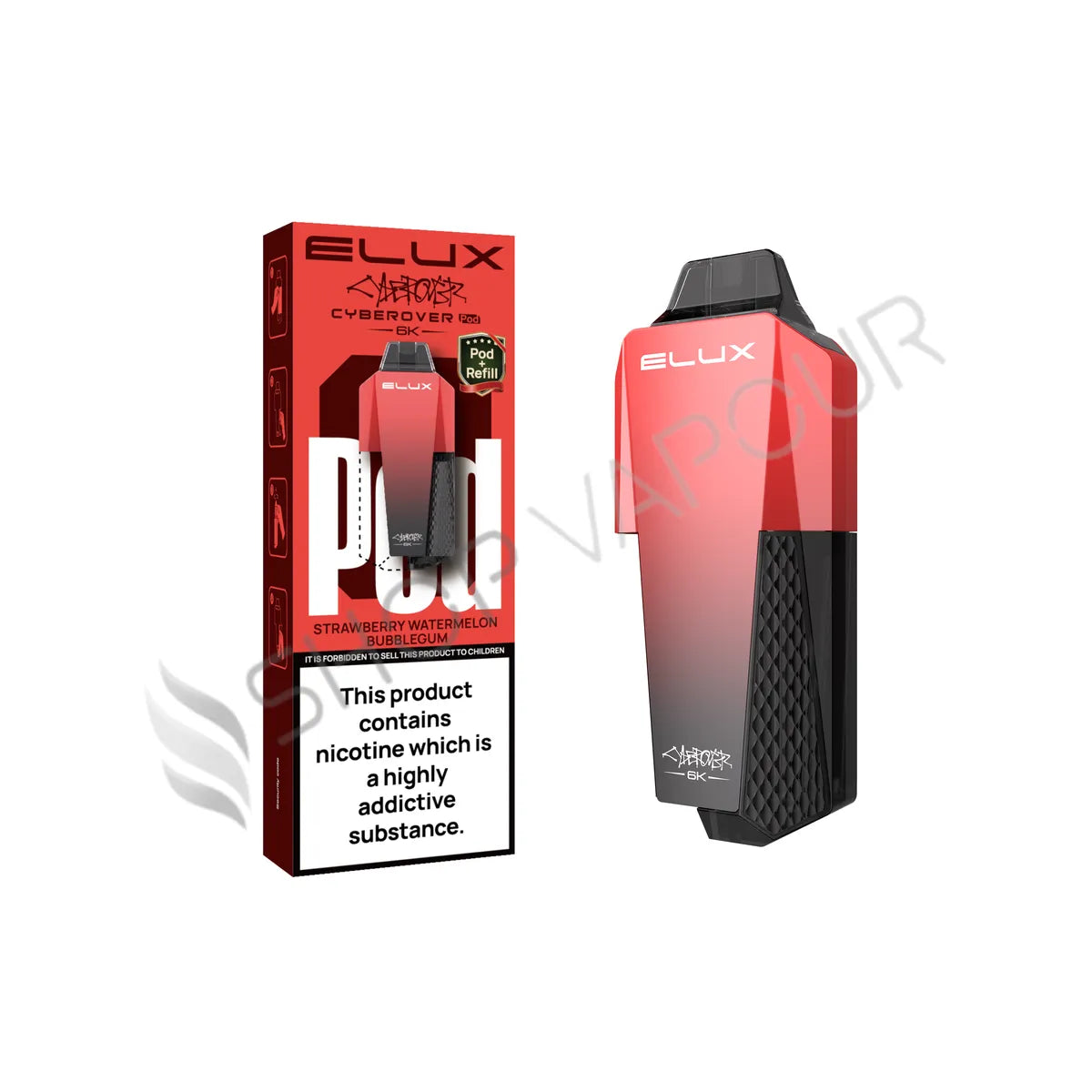 Strawberry Watermelon Bubblegum Cyberover 6K Prefilled Pod & Refill by Elux
