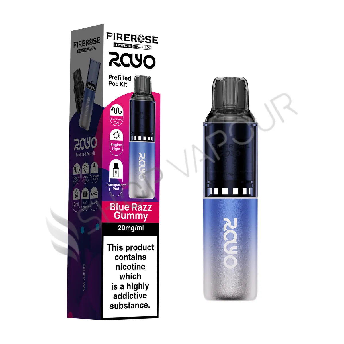 Firerose Rayo 600 Prefilled Pod Kit - Blue Razz Gummy
