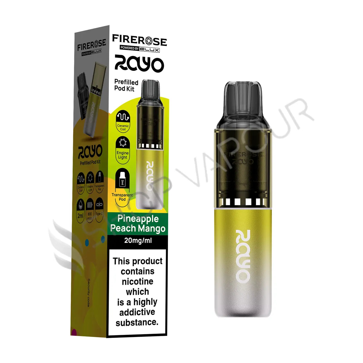 Firerose Rayo 600 Prefilled Pod Kit - Pineapple Peach Mango