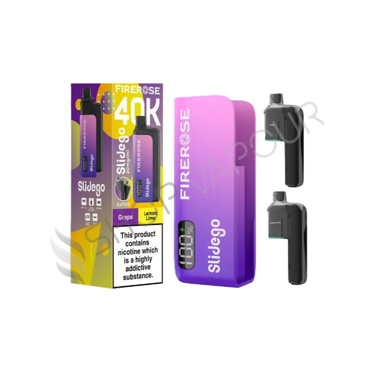 Firerose Slidego 40K Prefilled Pod Kit - Grape & Lemon Lime