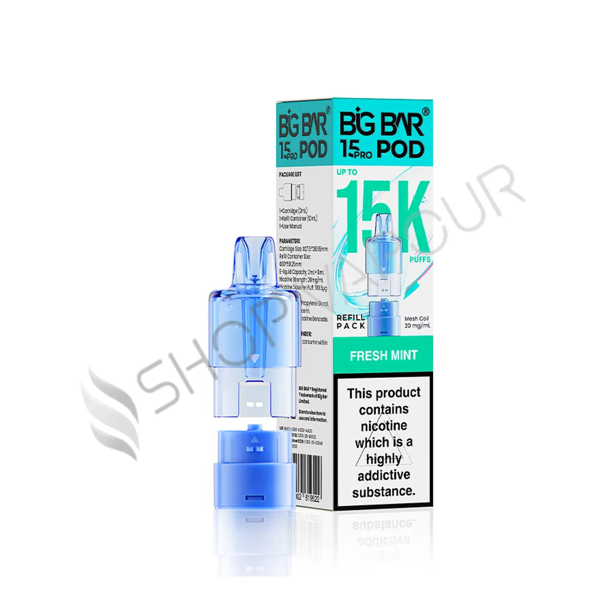 Fresh Mint 15K Pro Prefilled Pod & Refill by Big Bar