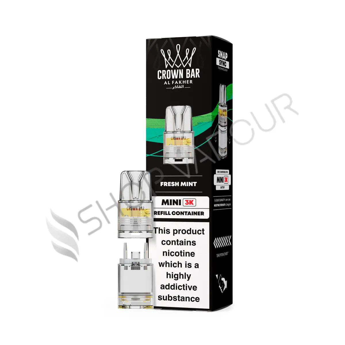 Fresh Mint Crown Bar Mini 3K Prefilled Pod & Refill by Al Fakher