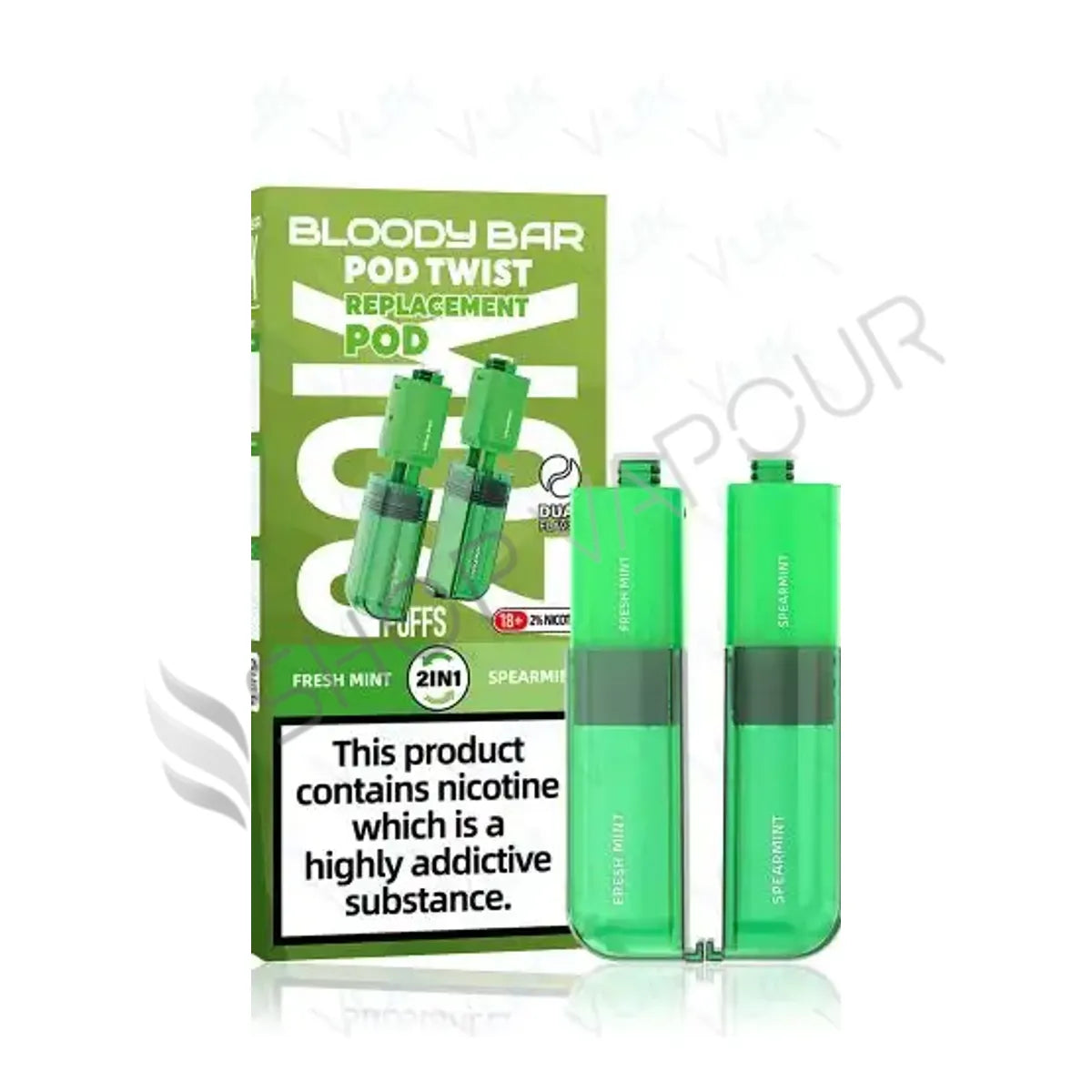 Fresh Mint / Spearmint Ultra Twist 20K Prefilled Pod & Refill by Bloody Bar