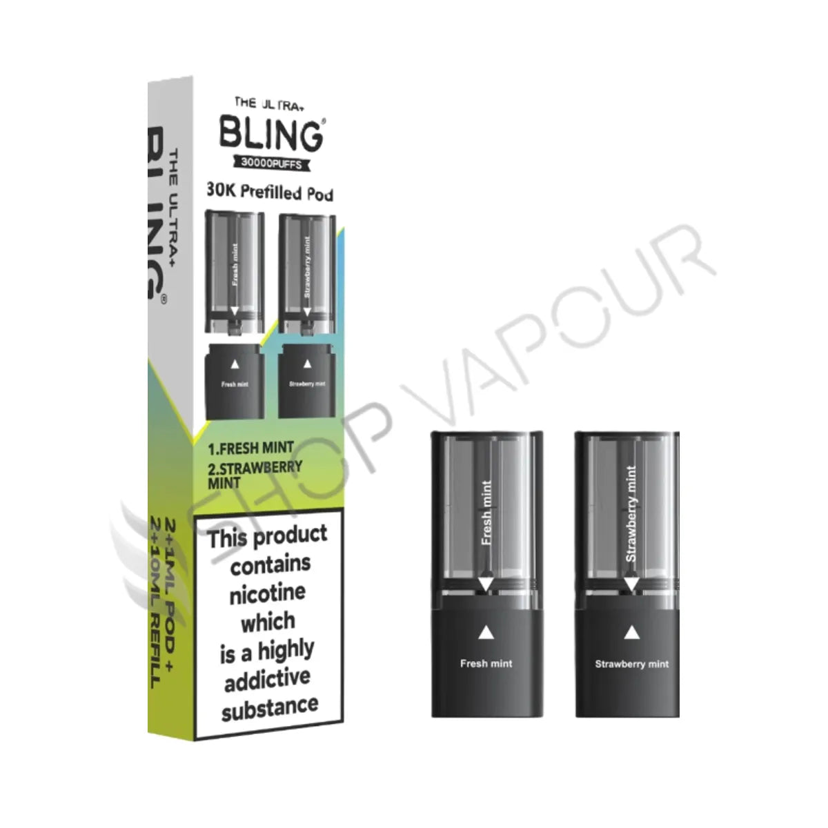 Fresh Mint / Strawberry Mint Ultra Plus 30K Prefilled Pod & Refill by The Bling