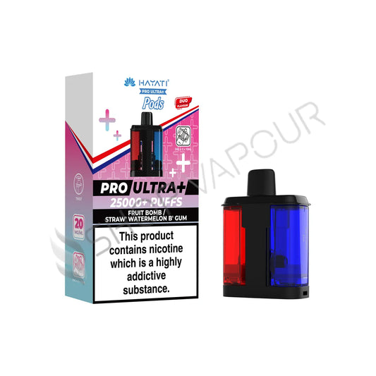 Fruit Bomb / Straw' Watermelon B'Gum Pro Ultra Plus 25K Prefilled Pod & Refill by Hayati