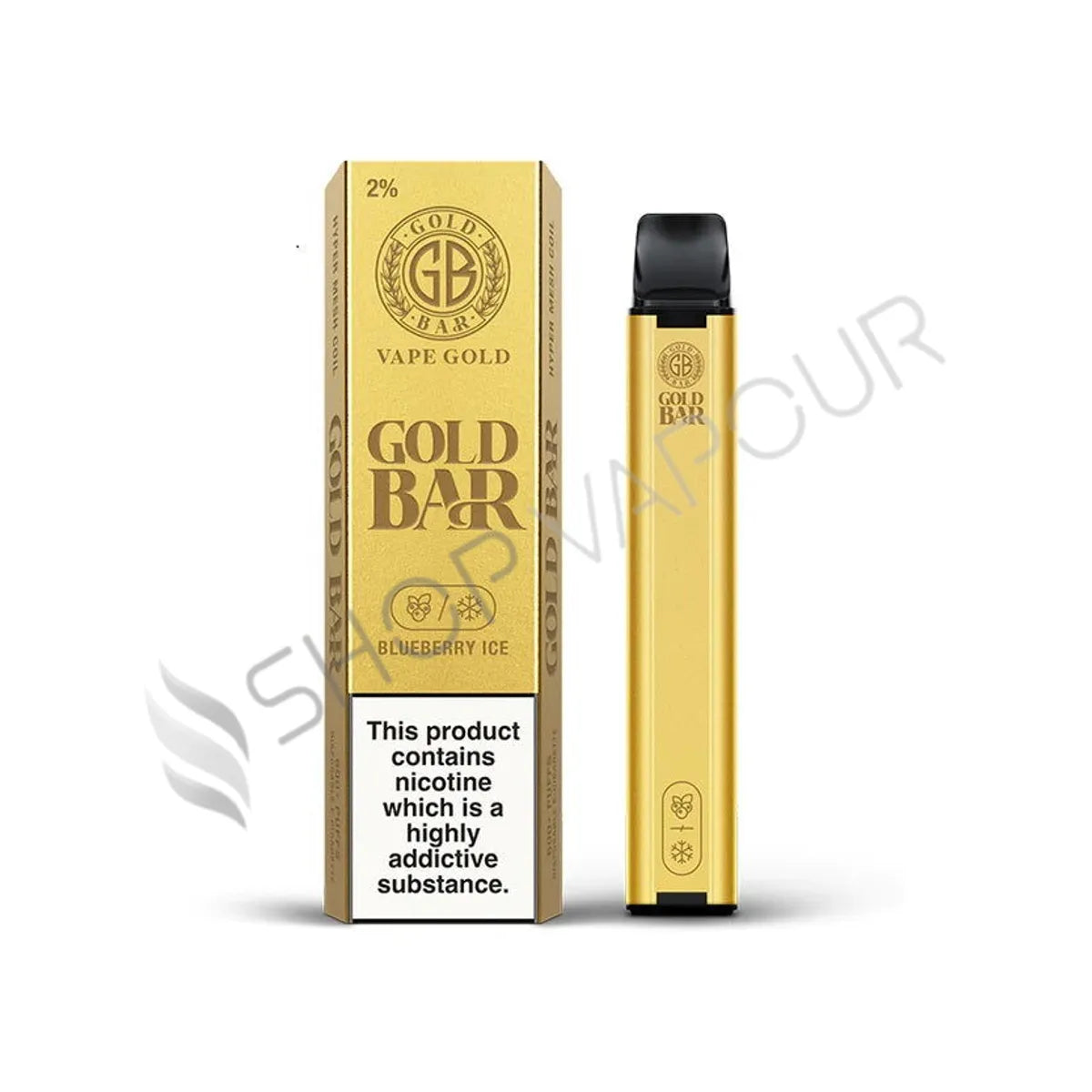 Gold Bar 600 Disposable Vape Kit - Pack of 10 - Blueberry Ice