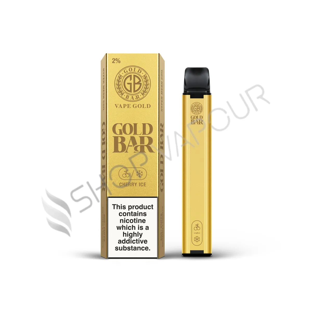 Gold Bar 600 Disposable Vape Kit - Pack of 10 - Cherry Ice