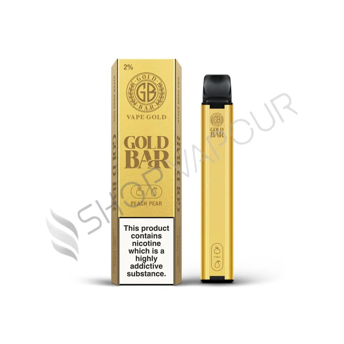 Gold Bar 600 Disposable Vape Kit - Pack of 10 - Peach Pear