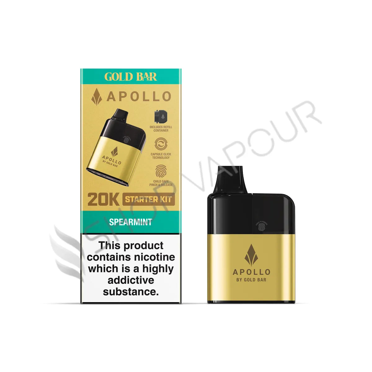 Gold Bar Apollo 20K Prefilled Pod Kit - Spearmint
