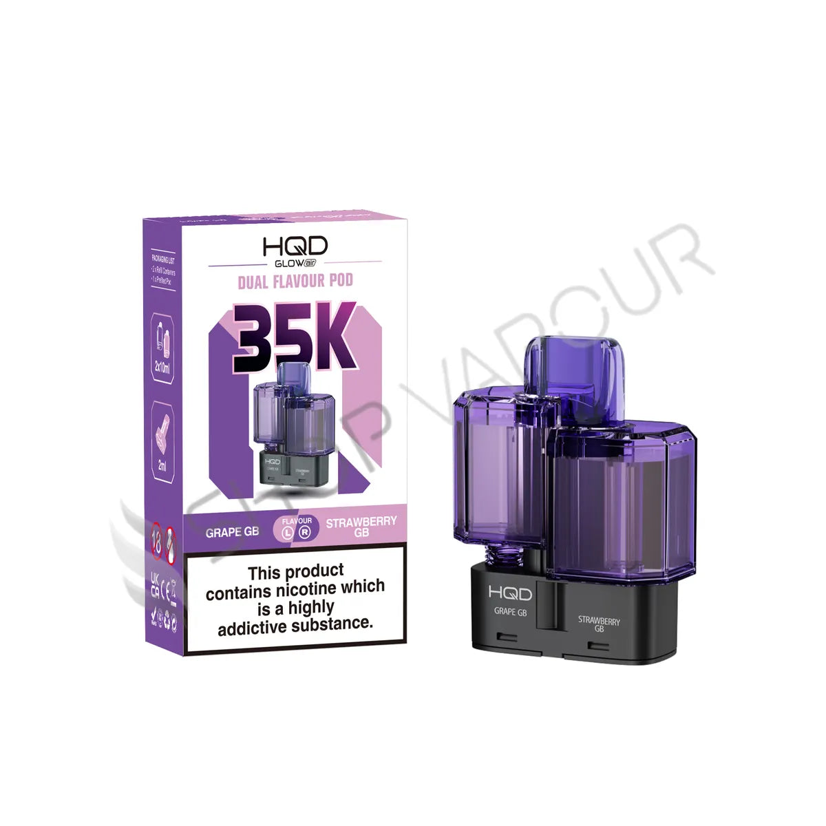 Grape GB & Strawberry GB Glow Air 35K Prefilled Pod & Refill by HQD