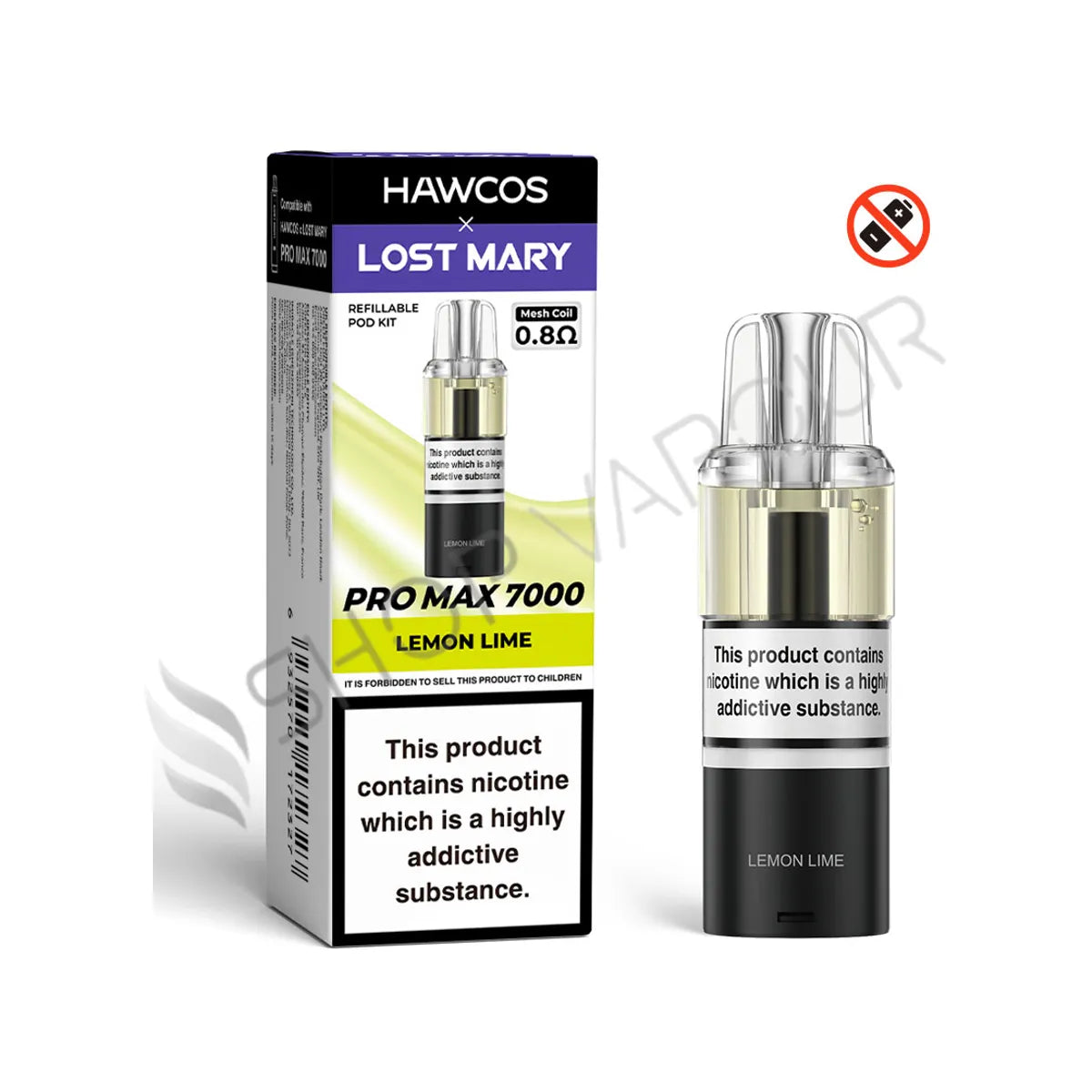Lemon Lime Pro Max 7000 Prefilled Pod & Refill by Hawcos X Lost Mary