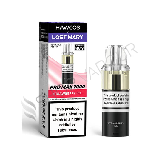 Strawberry Ice Pro Max 7000 Prefilled Pod & Refill by Hawcos X Lost Mary