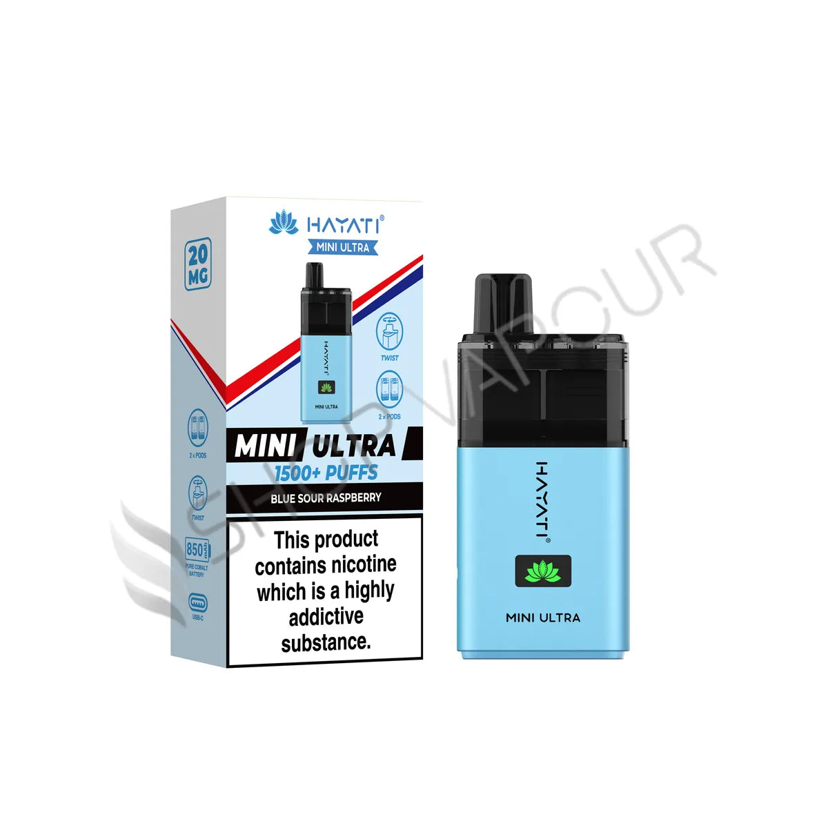 Hayati Mini Ultra 1500 Prefilled Pod Kit - Blue Sour Raspberry