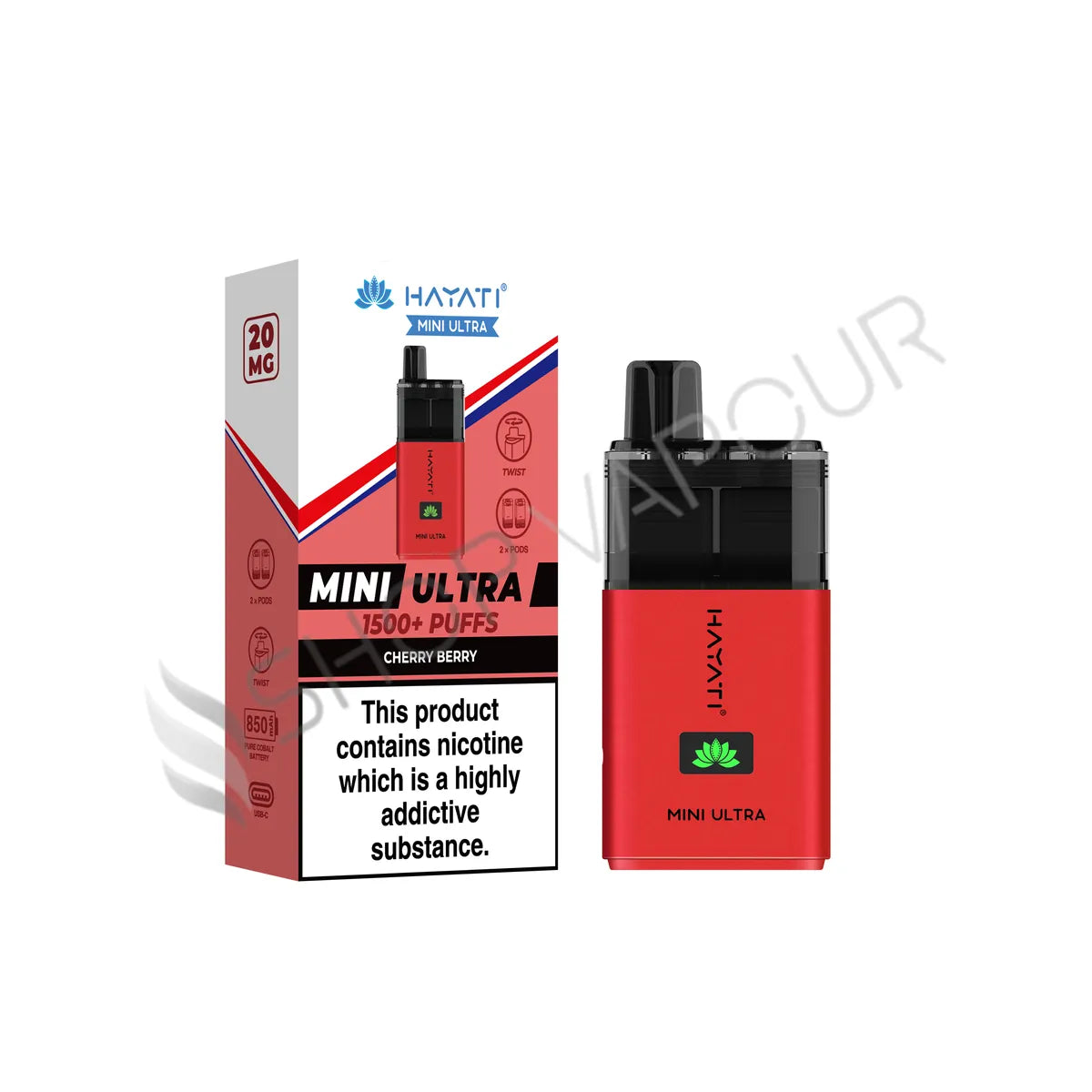 Hayati Mini Ultra 1500 Prefilled Pod Kit - Cherry Berry