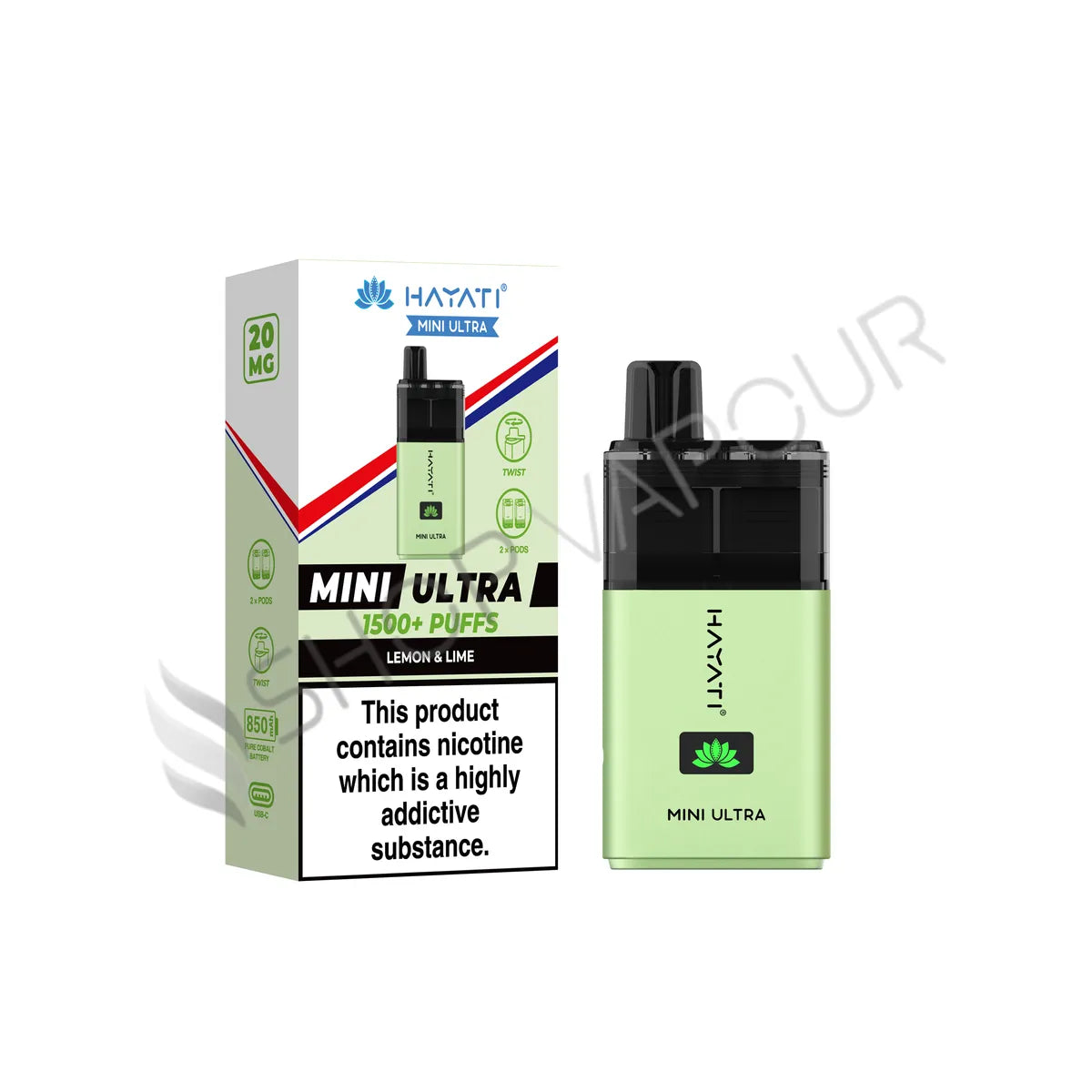 Hayati Mini Ultra 1500 Prefilled Pod Kit - Lemon & Lime